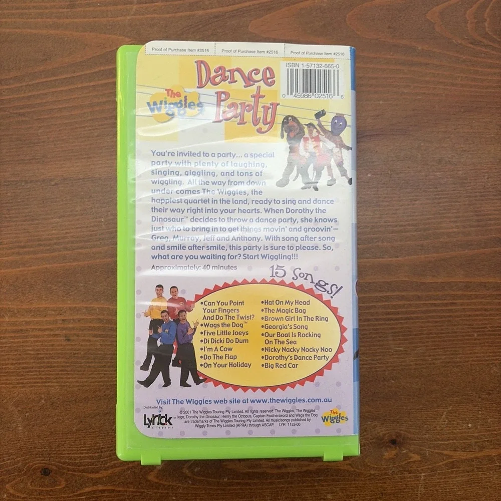 The Wiggles Dance Party (VHS, 2001) 15 Jammin Tunes! (Green shell case) Untested